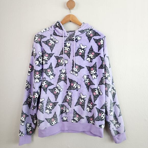 Sanrio Kuromi Fuzzy Fleece Hoodie - Size Large (L) - Purple/Violet - NWOT - Picture 1 of 8